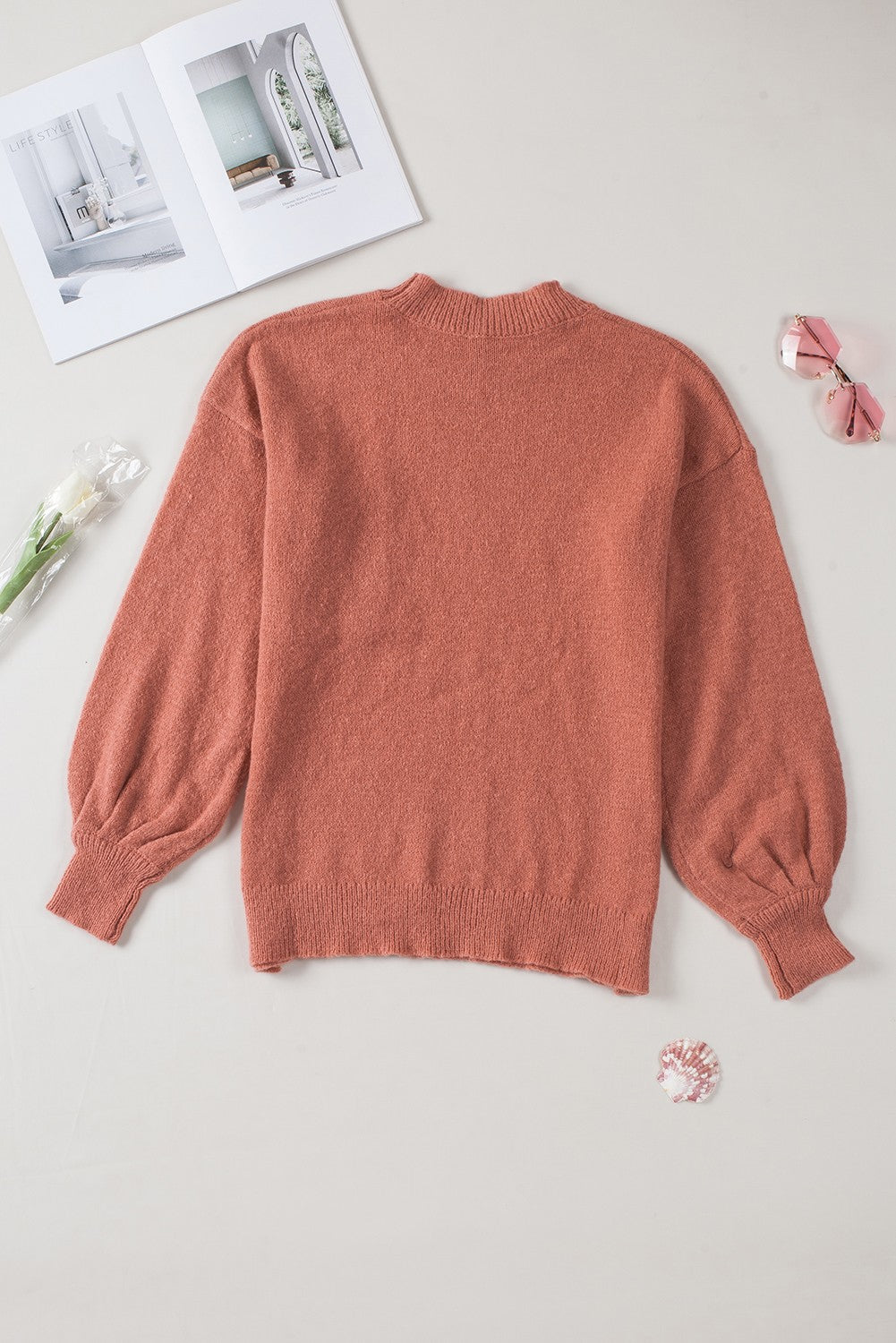 Women's Sweater Featuring Puffy Sleeve Pocket-Detail