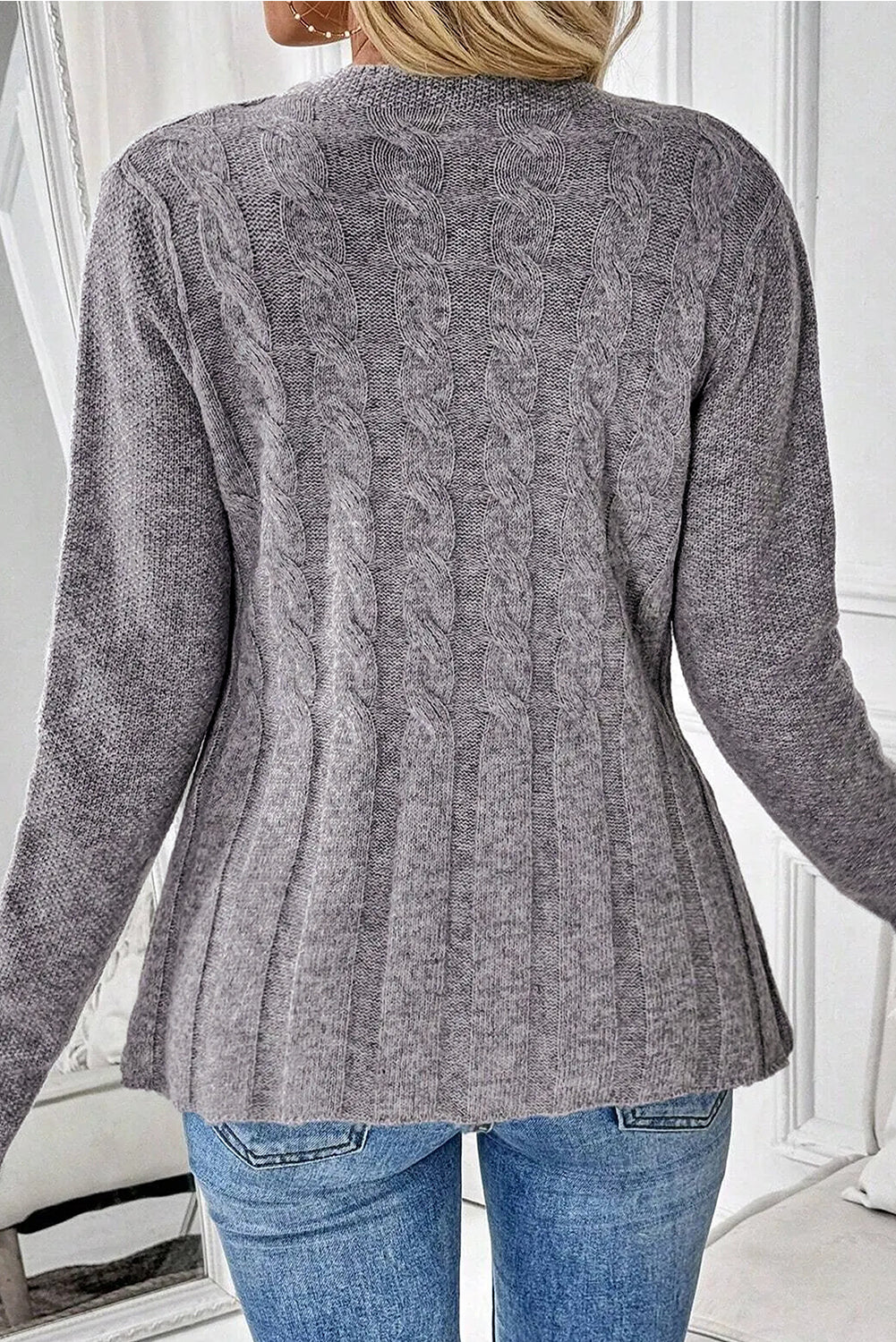 Knit High Cable Cardigan Knit Top