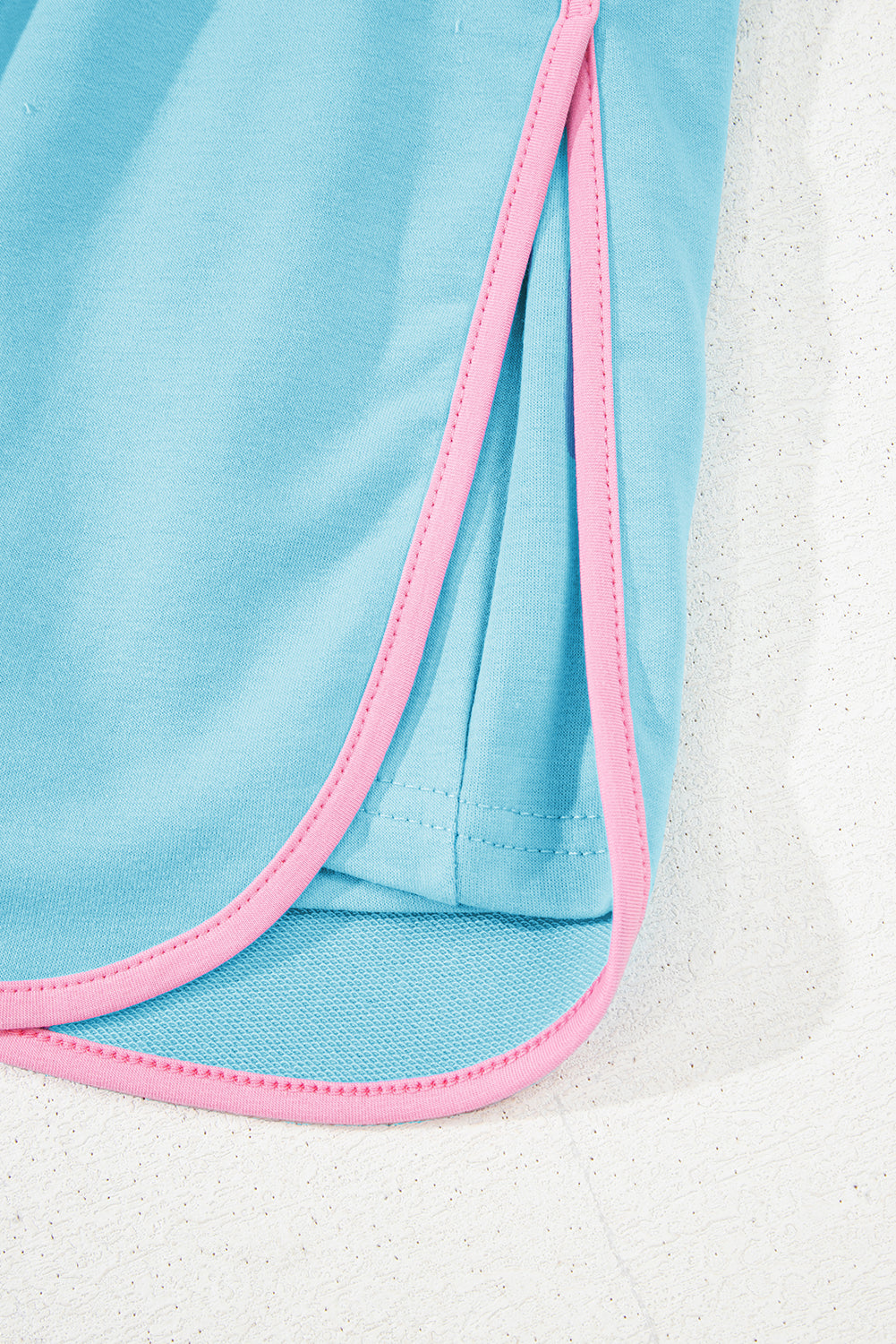 Colorblock Edge Turquoise Edge Drop-Shoulder T Shirt and Skort 2-Piece Outfit