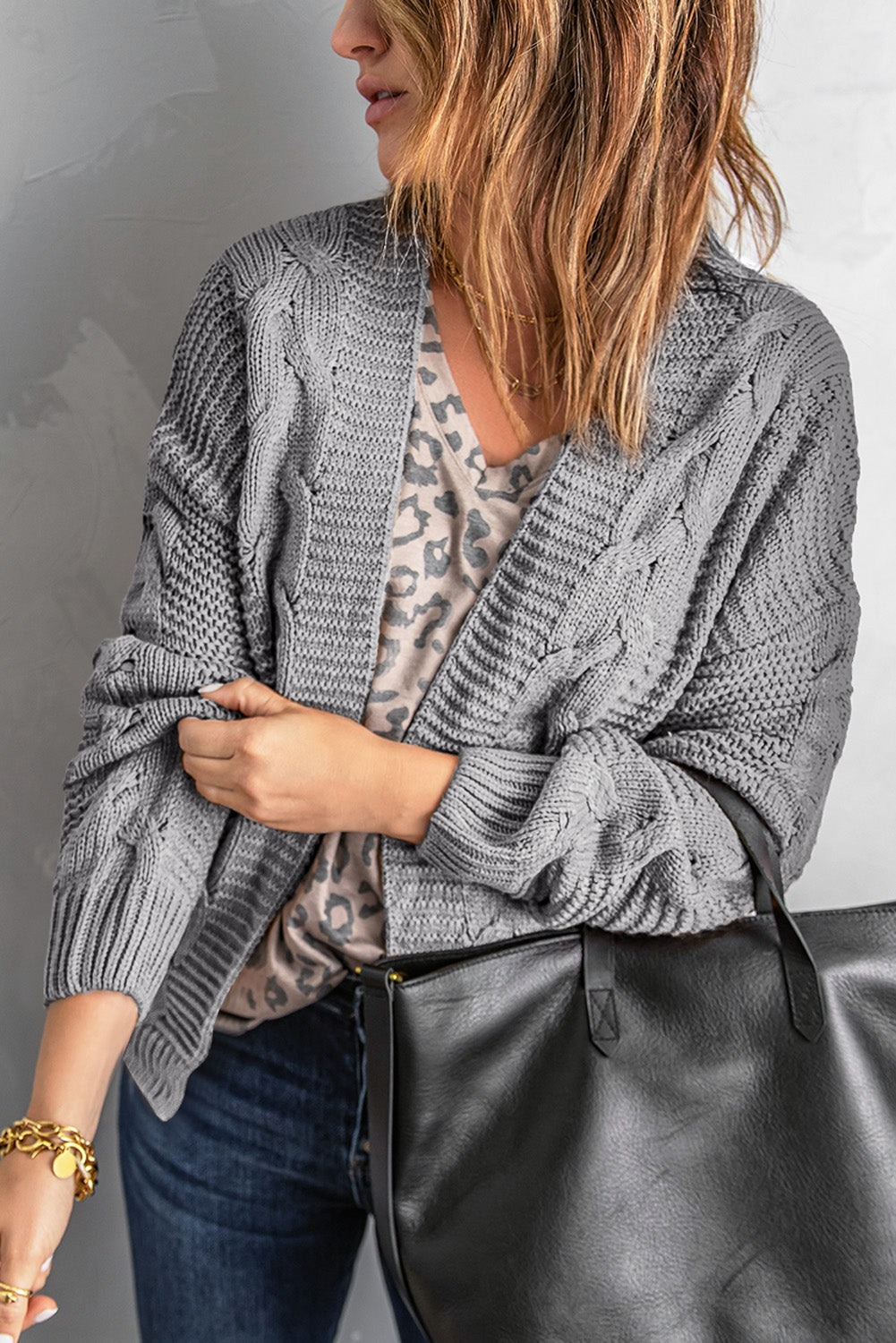 Women's Long-Sleeve Chunky Wide Knit Cardigan