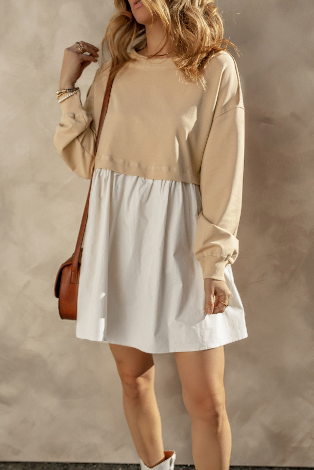 Mini Dress for Women Sweatshirt Poplin