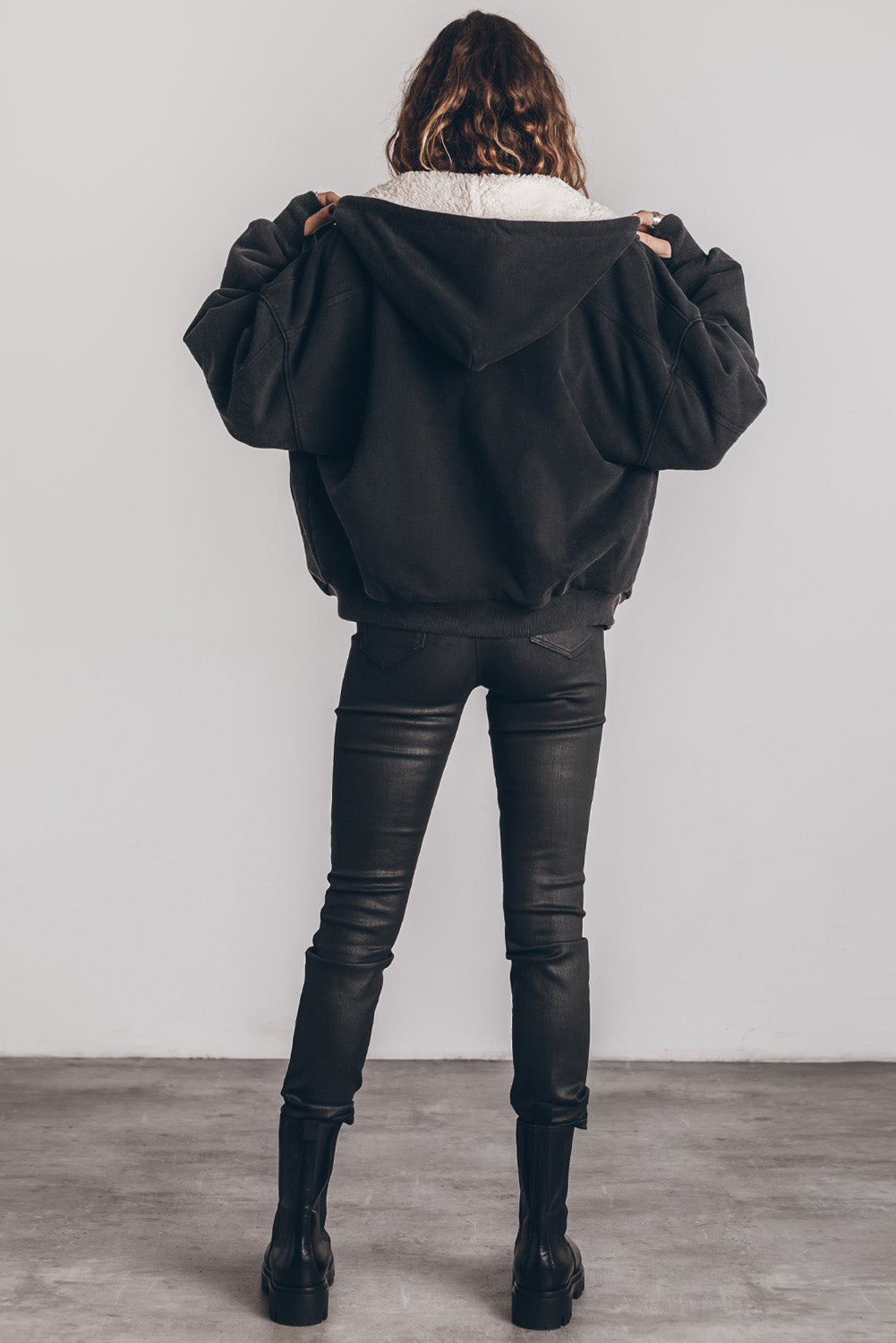 Jacket for Women Sherpa Hooded Zip Up
