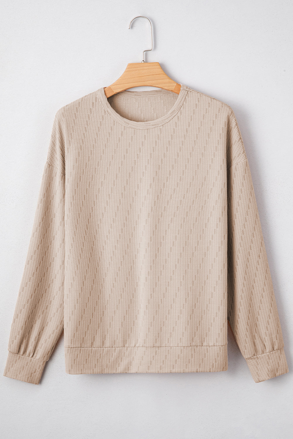 Solid Textured Long-Sleeved Top