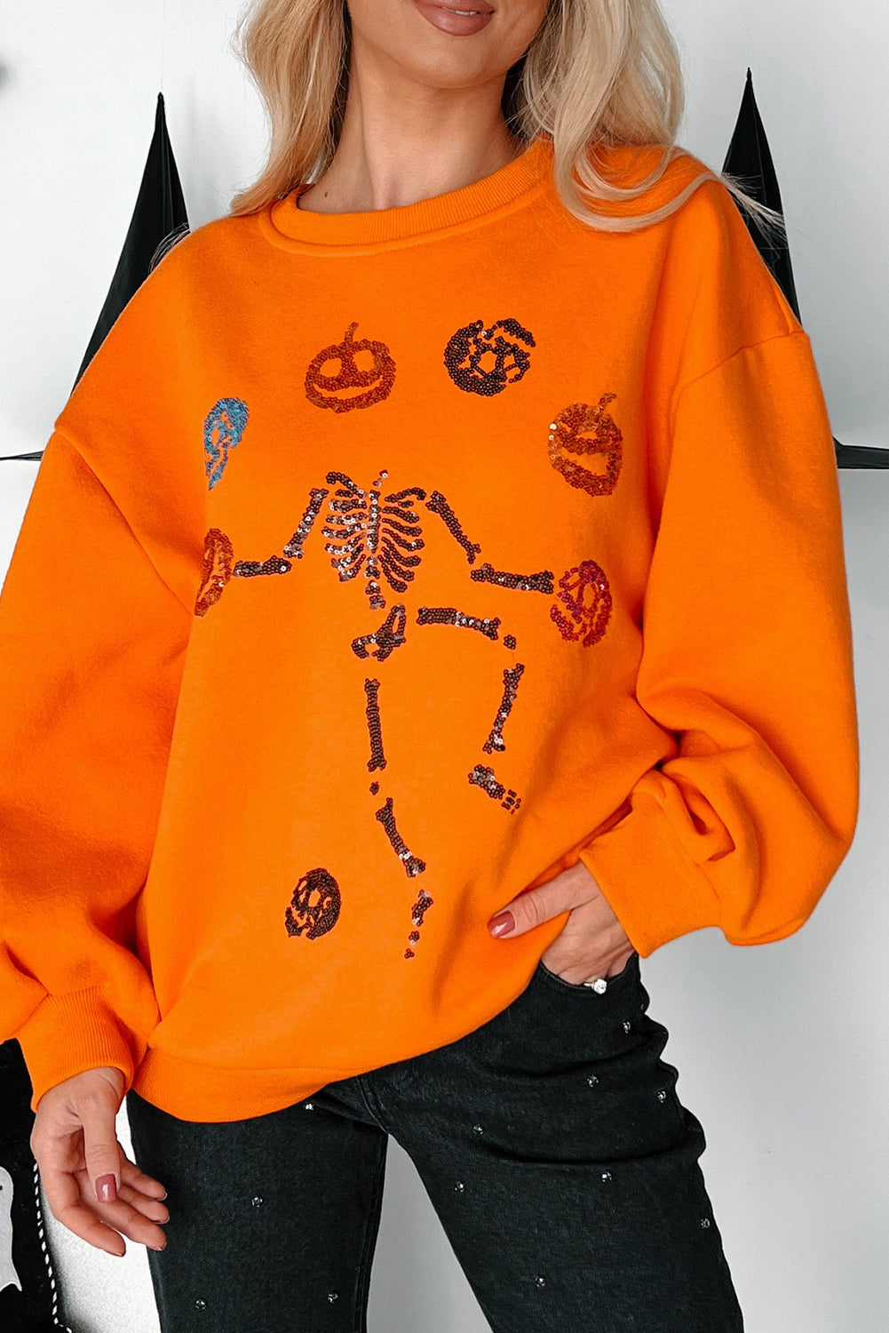 Dancing Critters Sequin Halloween Crewneck Sweatshirt