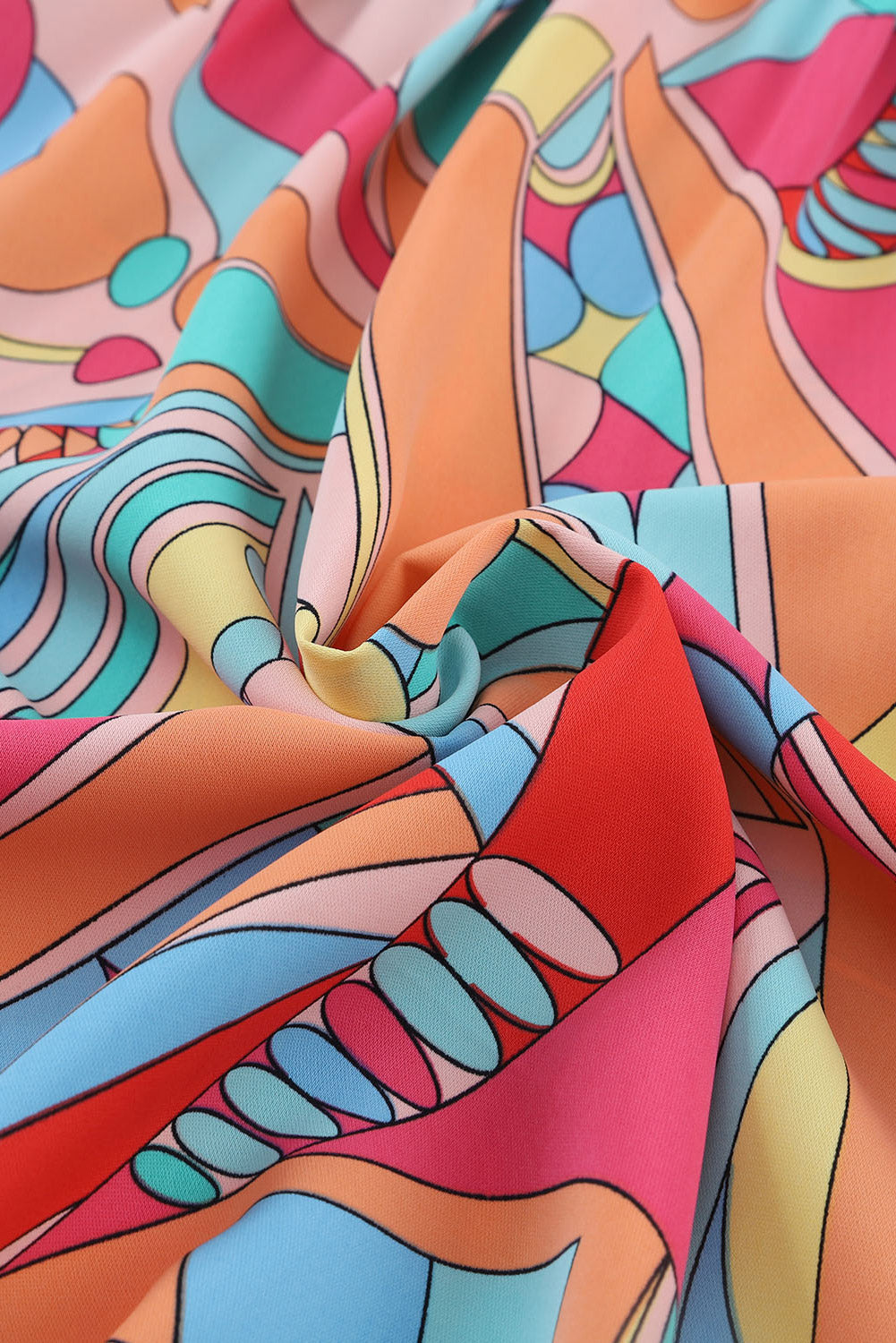 Women's Shirt Featuring Loose Abstract Half Balloon Sleeve