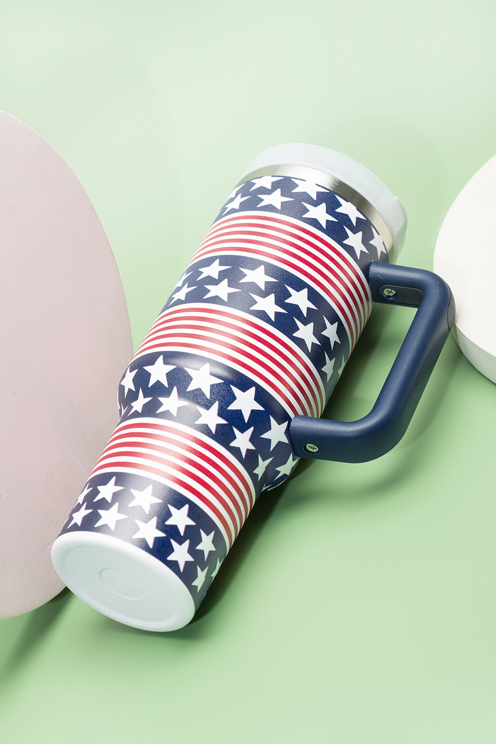 Stars Print and Stripes Handled Thermos Cup 40oz
