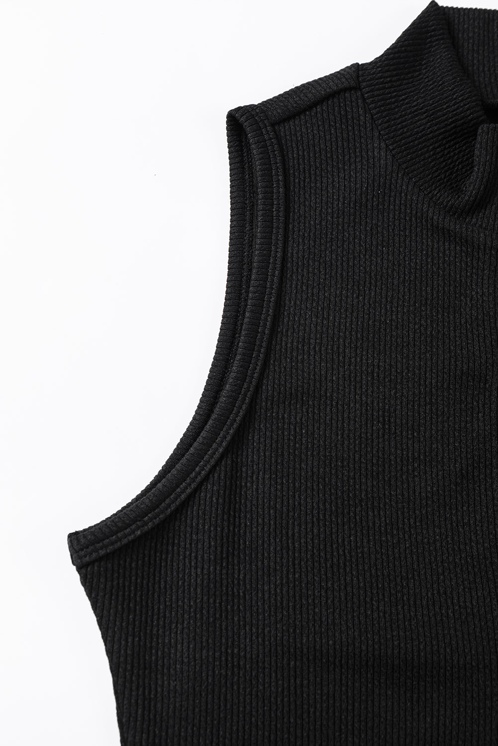 Women's Bodysuit with Rib-Knitted Zip up Mock Neck