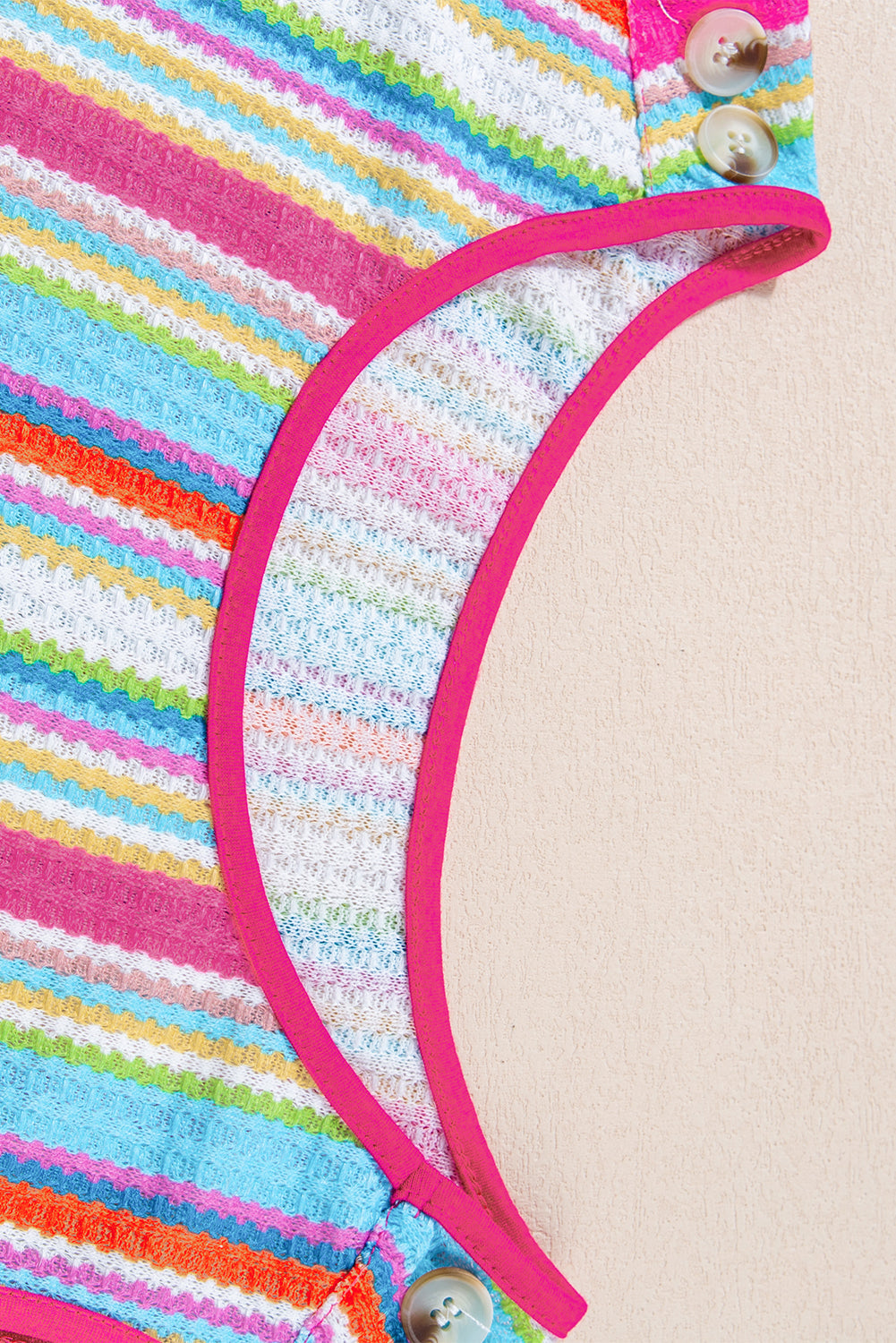 Women's Tank Top Featuring Rainbow Knitted Button