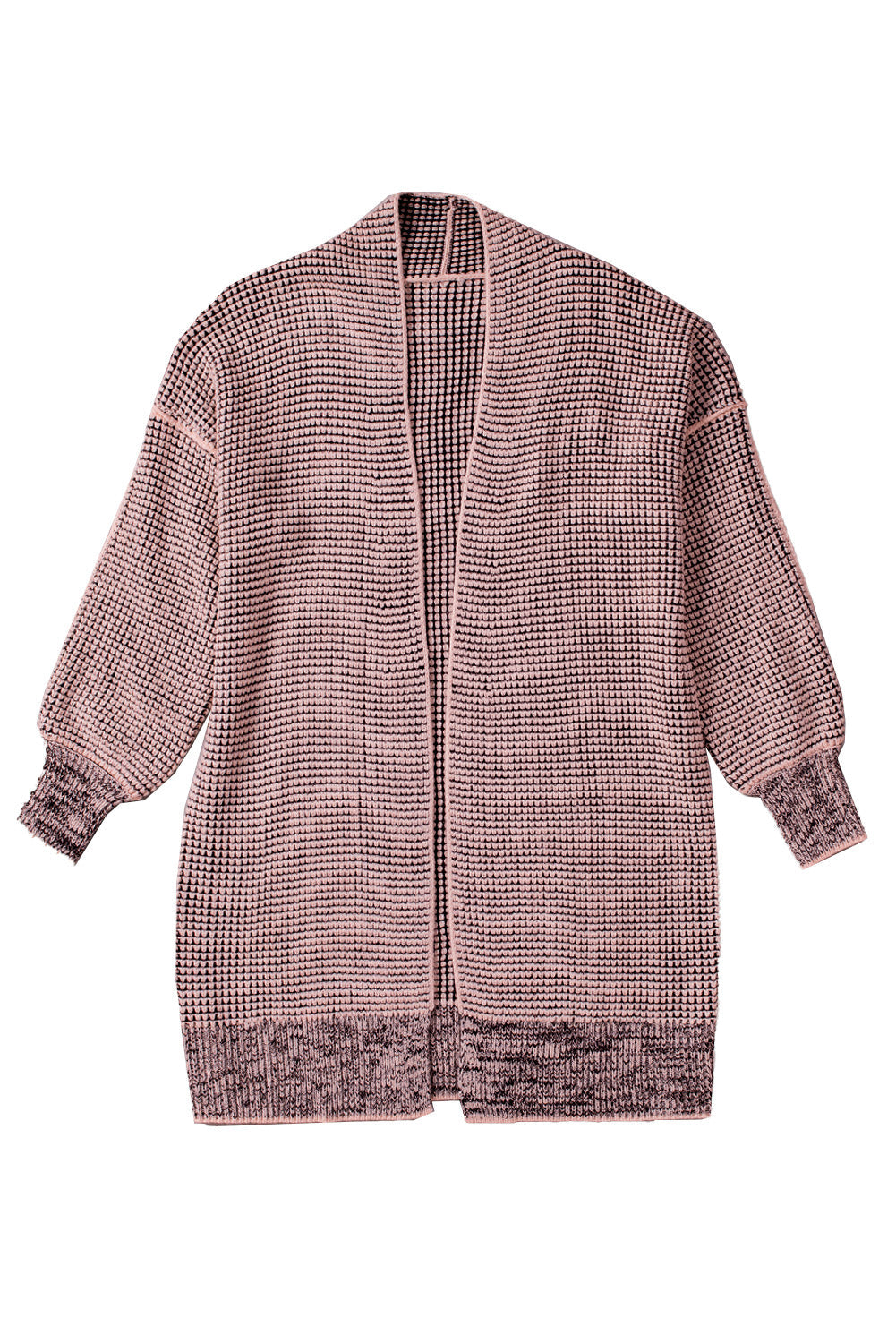 Women's Cardigan Featuring Plaid Knitted Long Open Front Pink