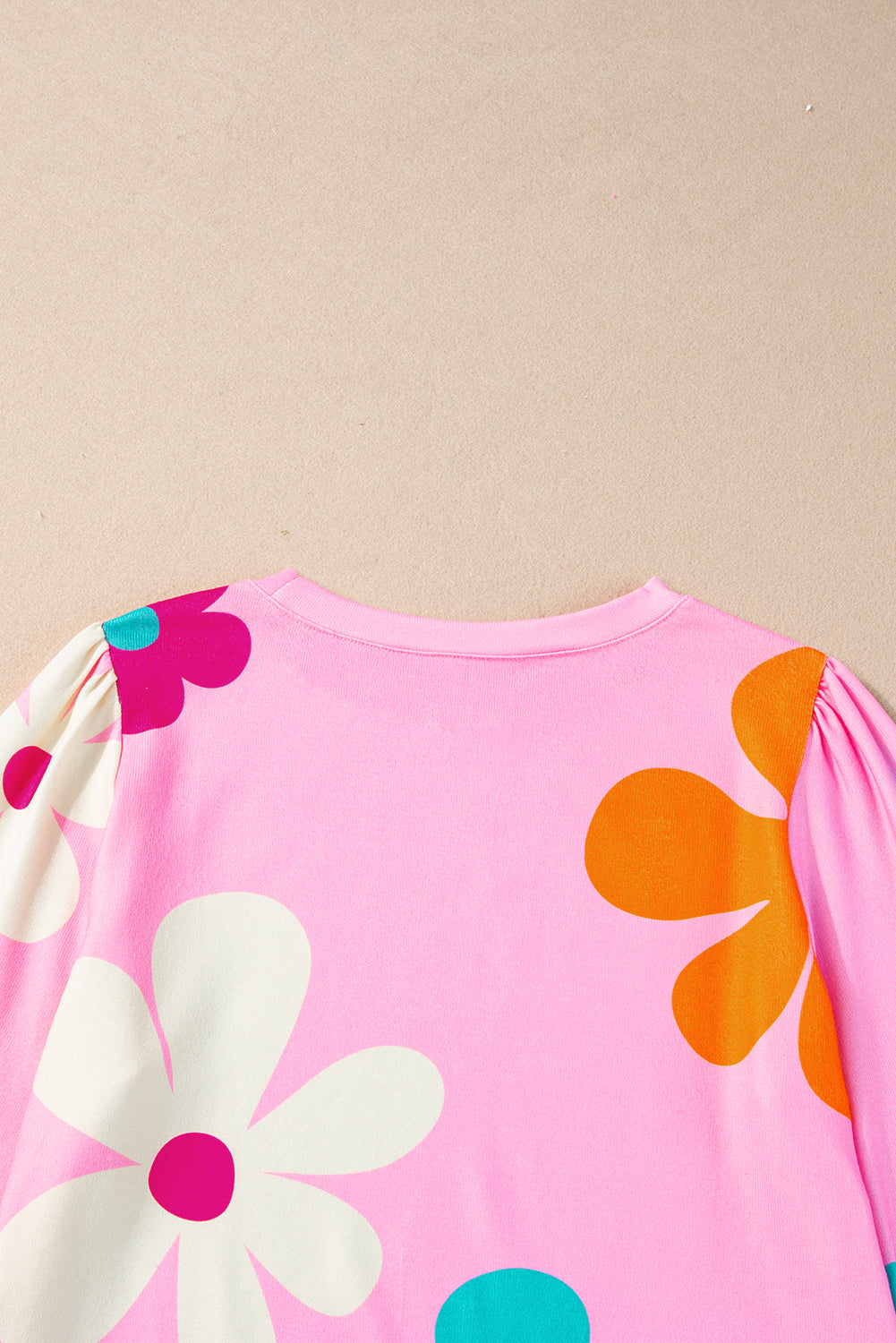 Women's Bracelet-Length Sleeve Cute Flower Top