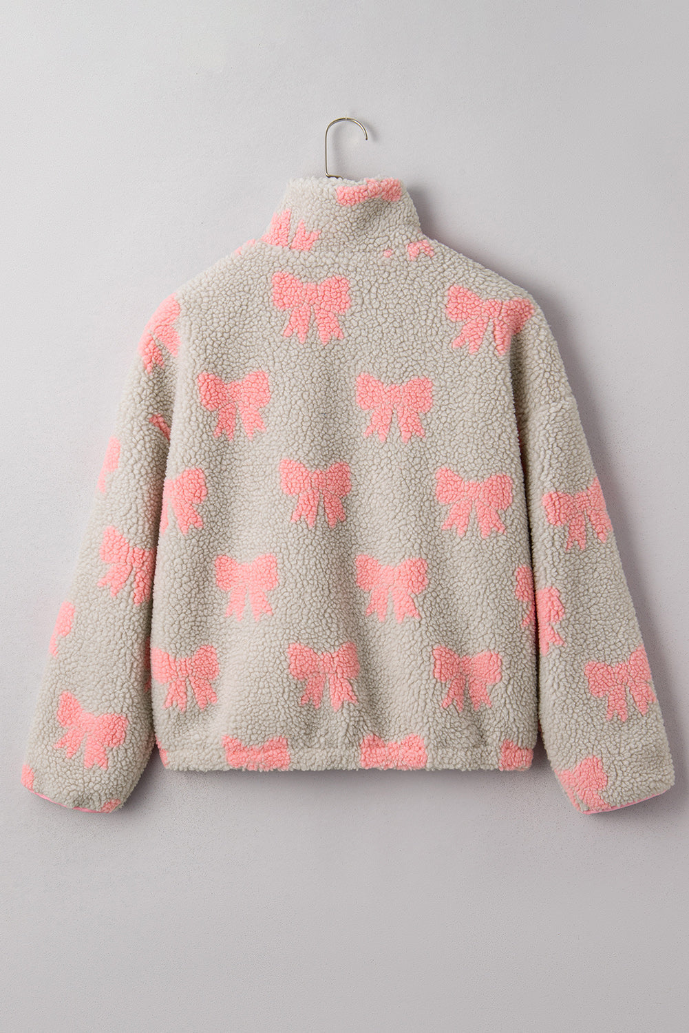Sherpa Quarter Bow Quarter Zip Drop-Shoulder Baggy Sweatshirt