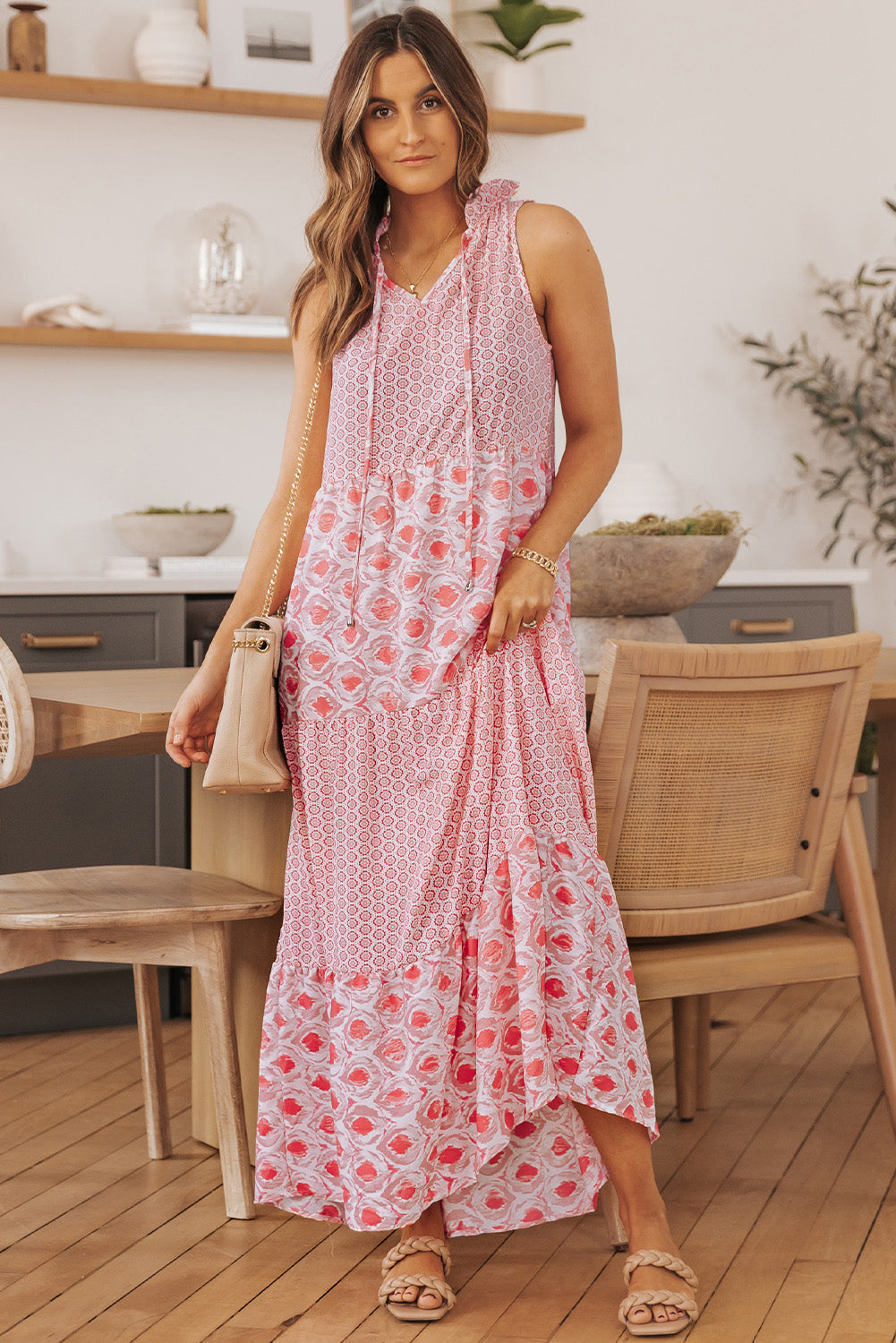 Women's Split Neck Sleeveless Maxi Dress