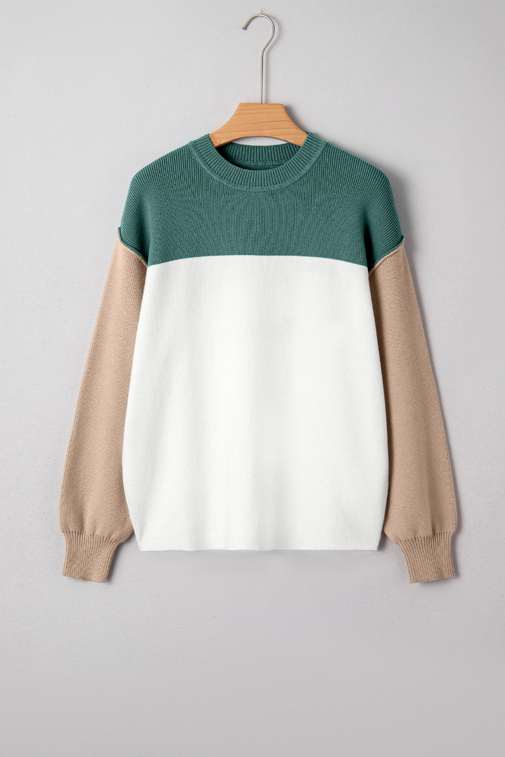Plain Rib-Knit Colorblock Rib-Knit Knit Baggy Knit Top