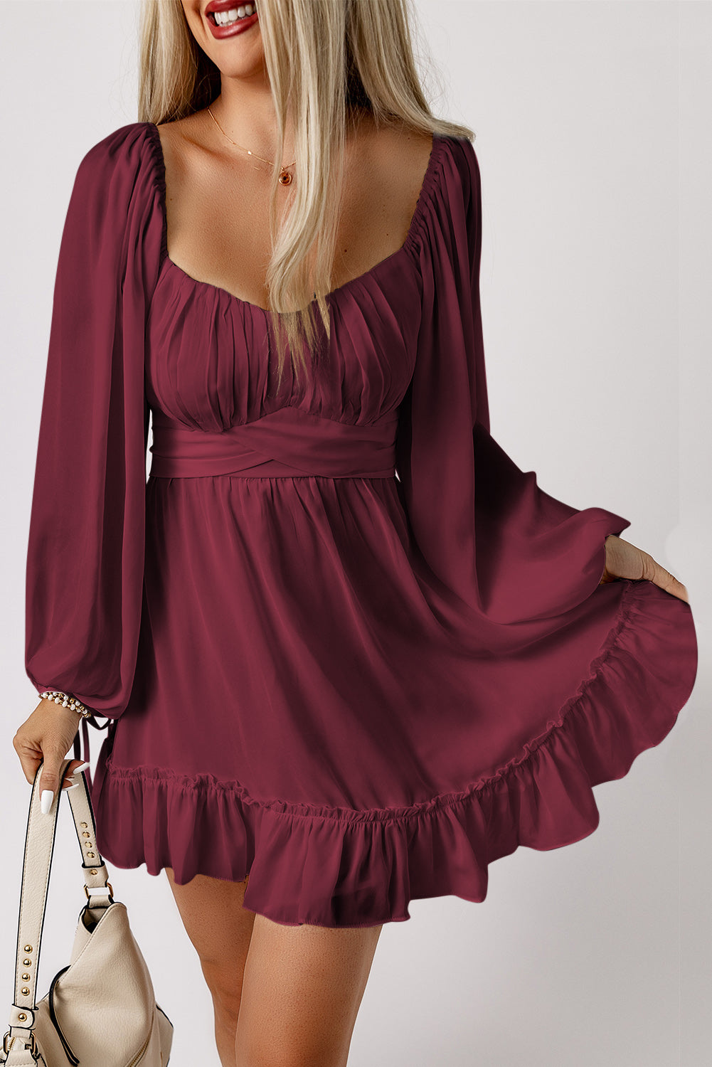 Mini Dress for Women High-Rise Square Neck