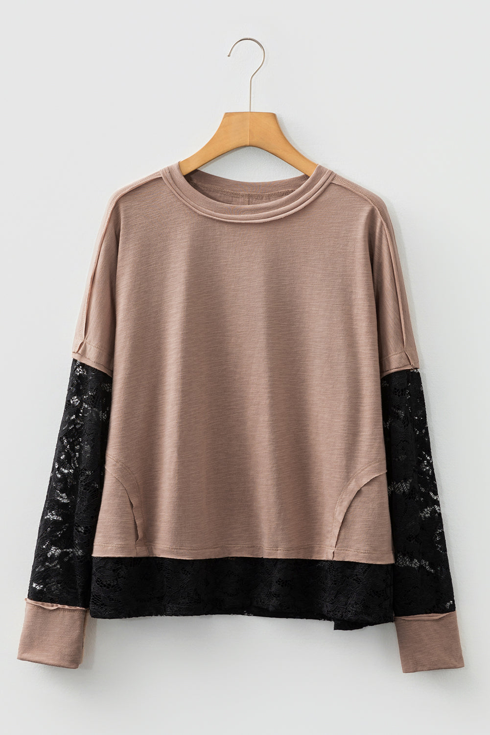 Sheer Everyday Lace Patchwork Long-Sleeved Tee