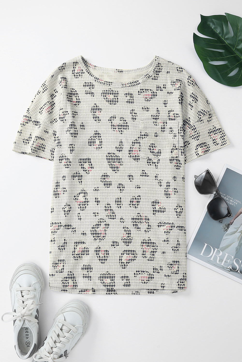 Women's Waffle Knitted Short-Sleeve Top