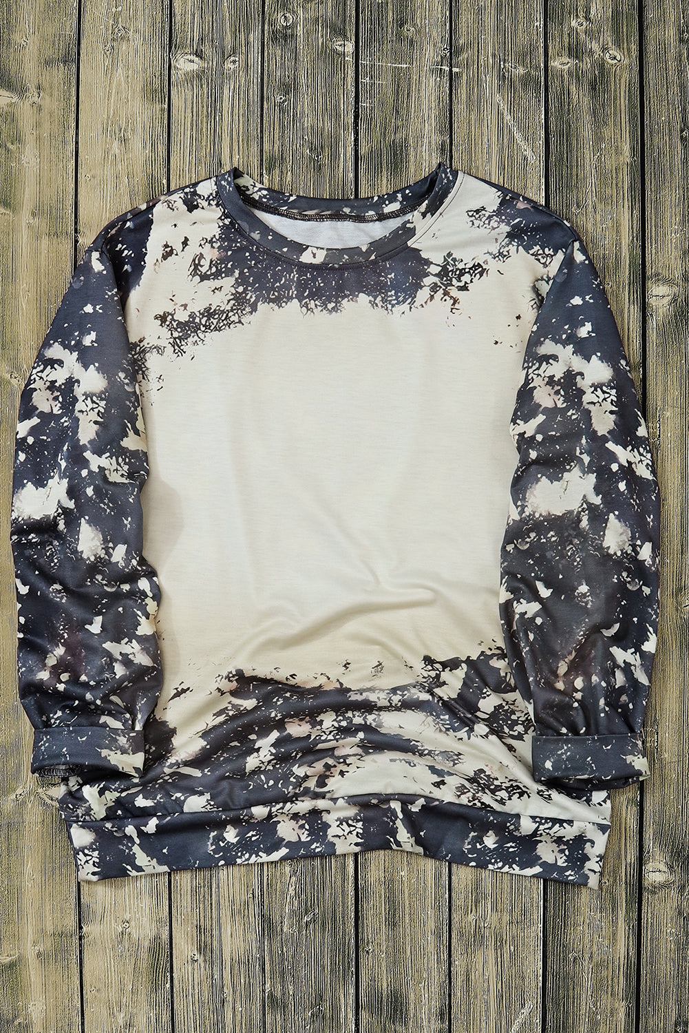 Women's Top with Dye Long-Sleeve Bleached Tie
