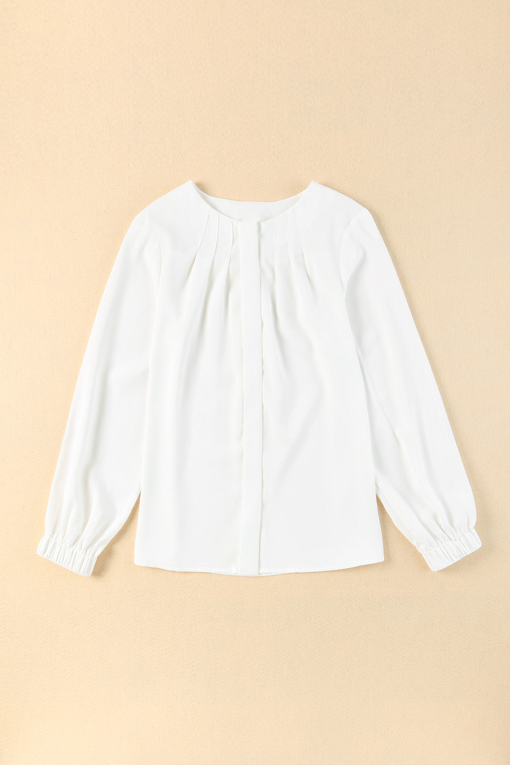 Women's Shirt Featuring Crew Neck Gathered Stretch Cuff