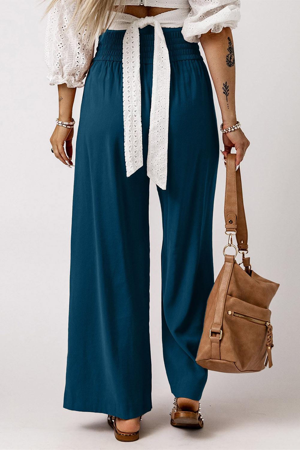 Women's Everyday Wide Drawcord Elastic Waist Leg Pants Everyday Style