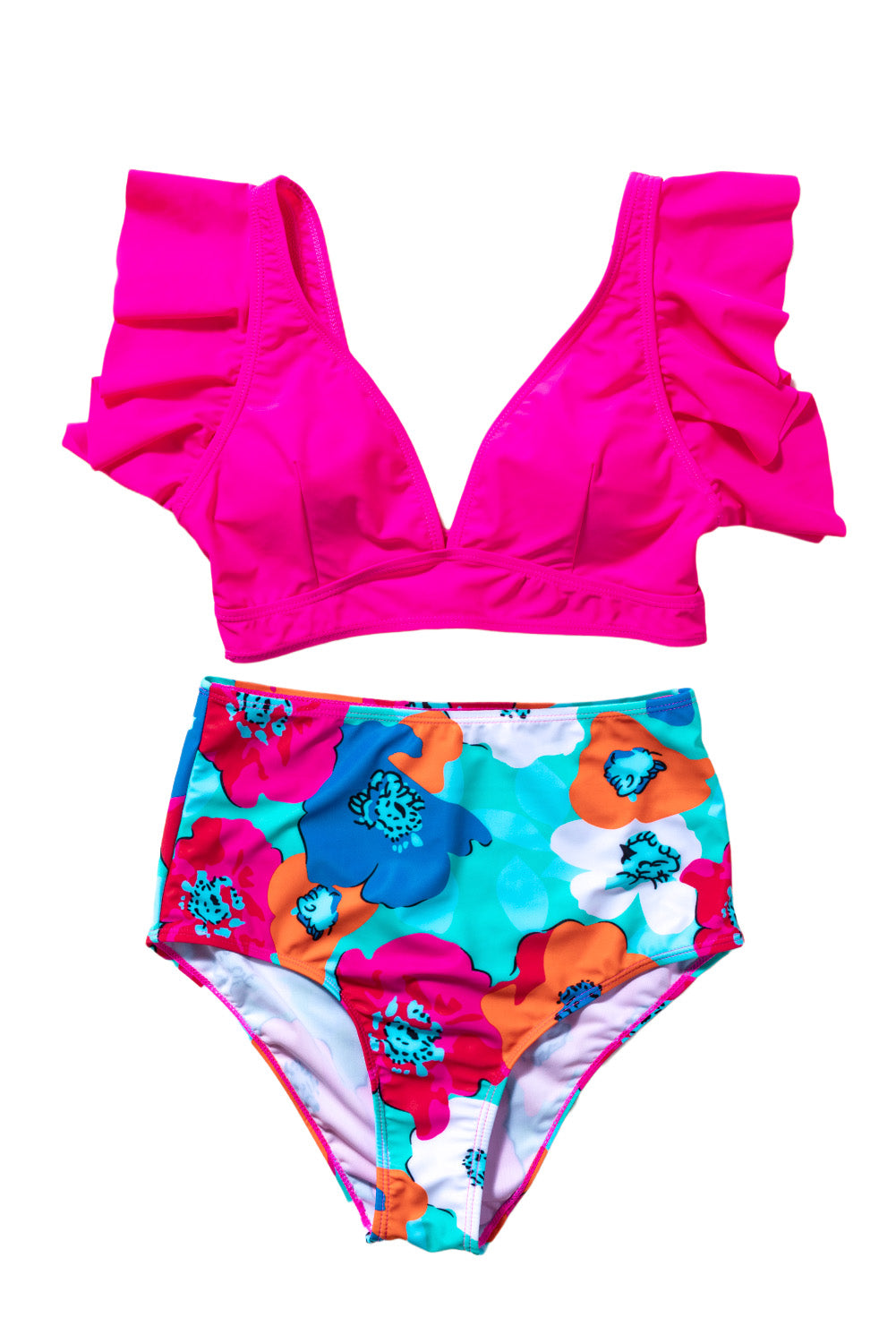 Women's High-Rise Ruffles Floral-Print Print Bikini