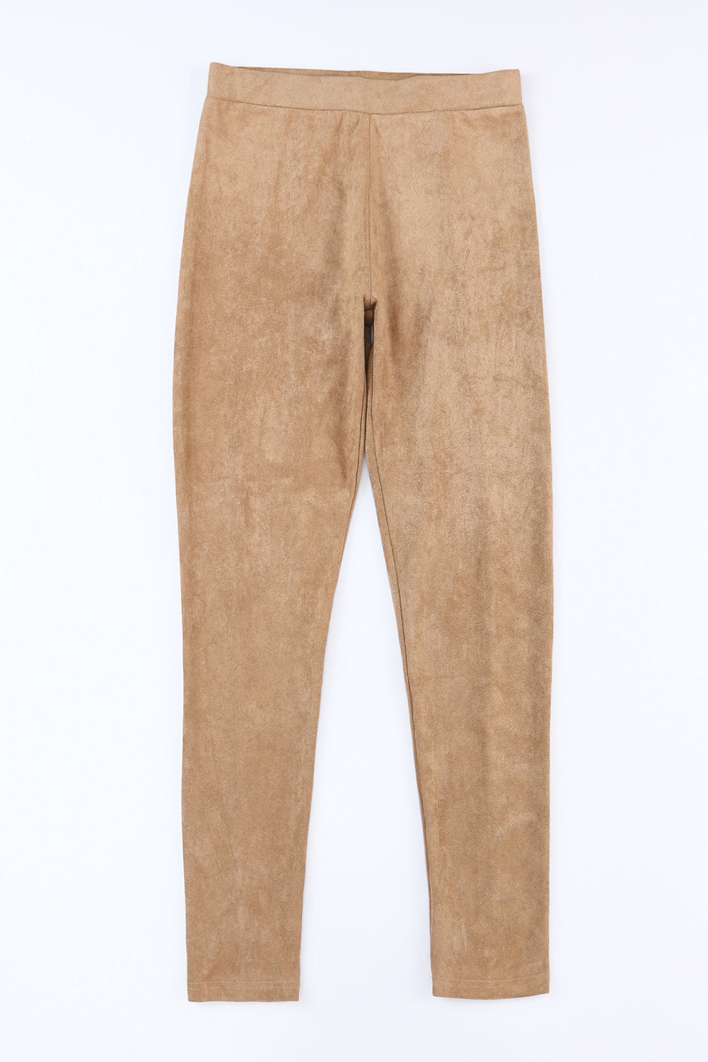 Women's Leggings with High-Rise Faux Suede Khaki Slim-Fit