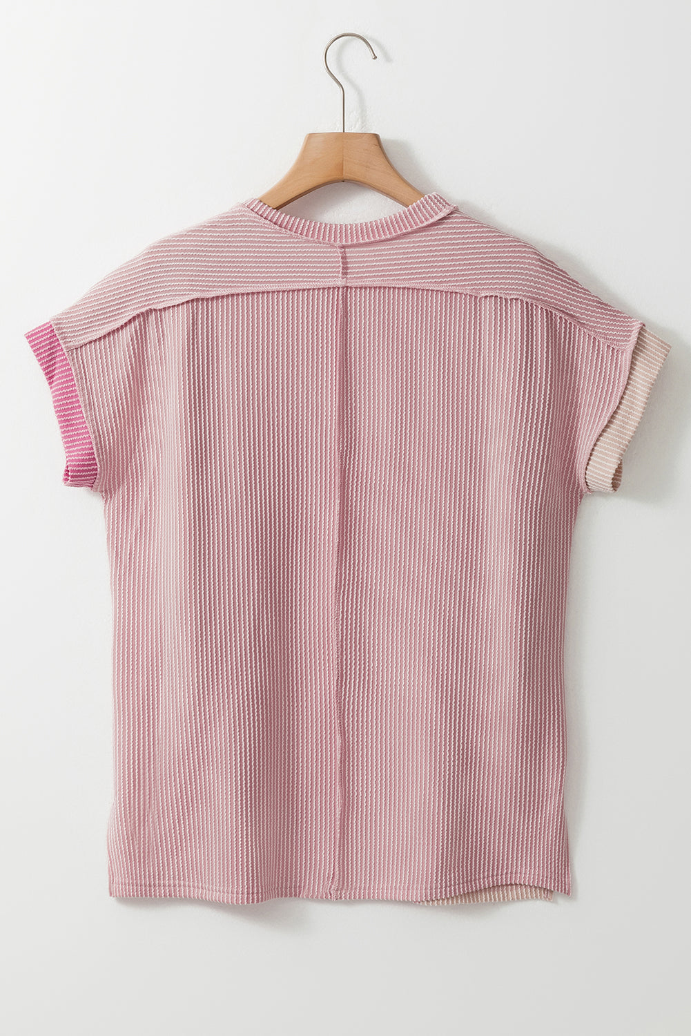 T Shirt for Women Crew Neck Textured Color-Block
