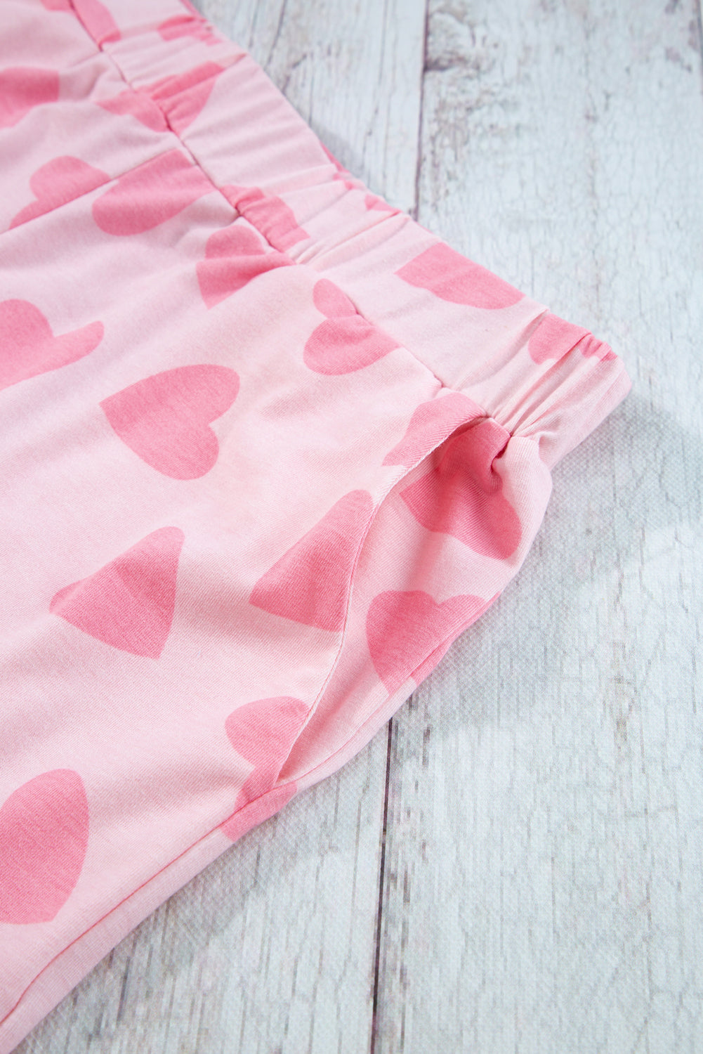 Valentine Heart Shape Print Long-Sleeved Top Shorts Lounge Set