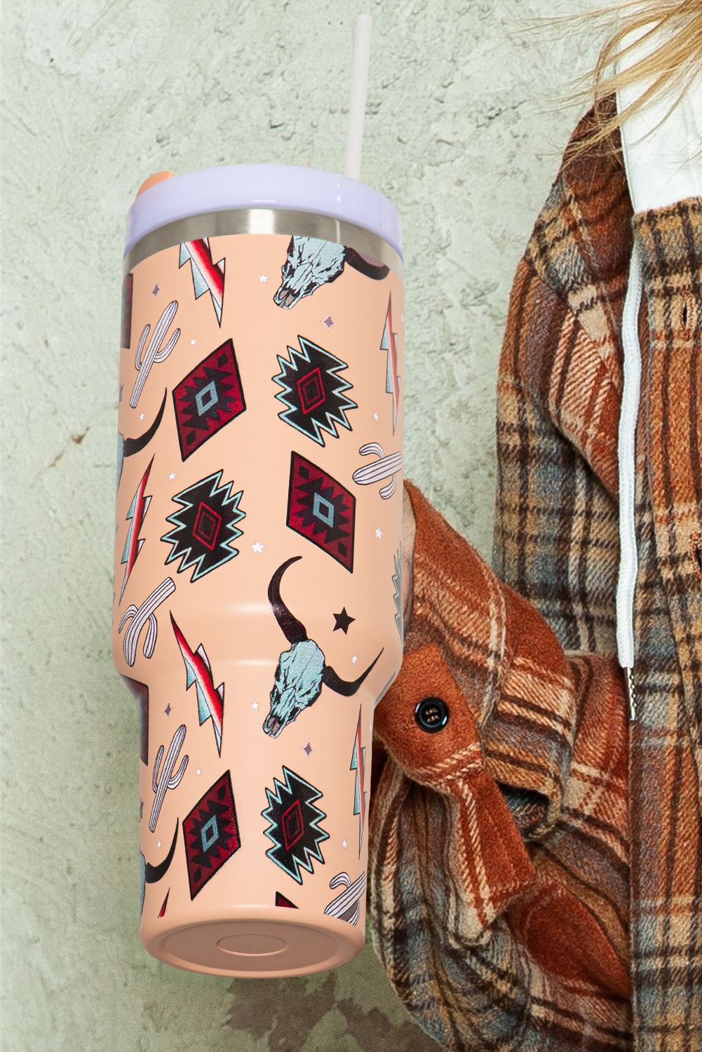 Steer Western Aztec Head Stainless Tumbler 40oz
