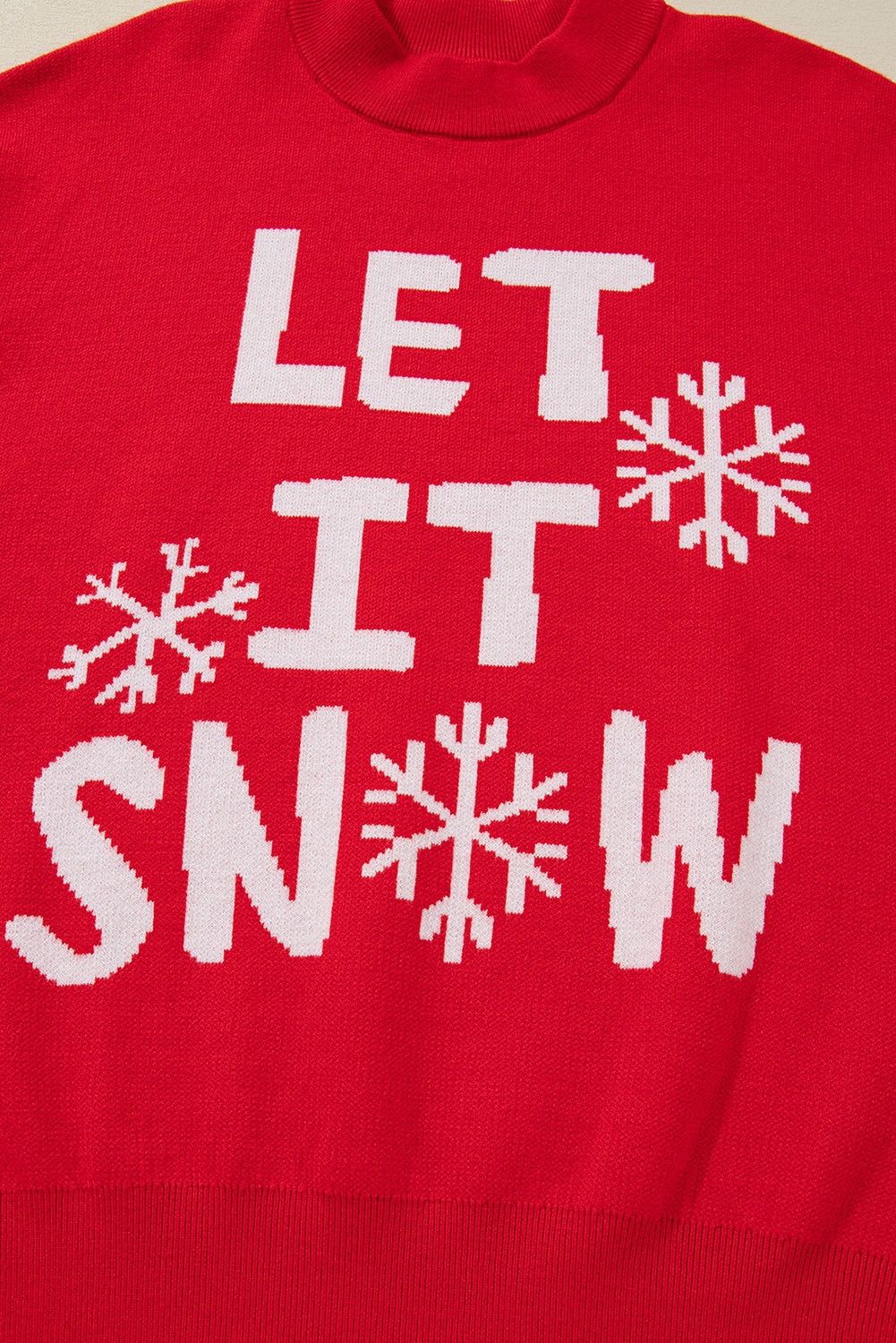 LET IT SNOW Graphic Christmas Holiday Loose Knit Top