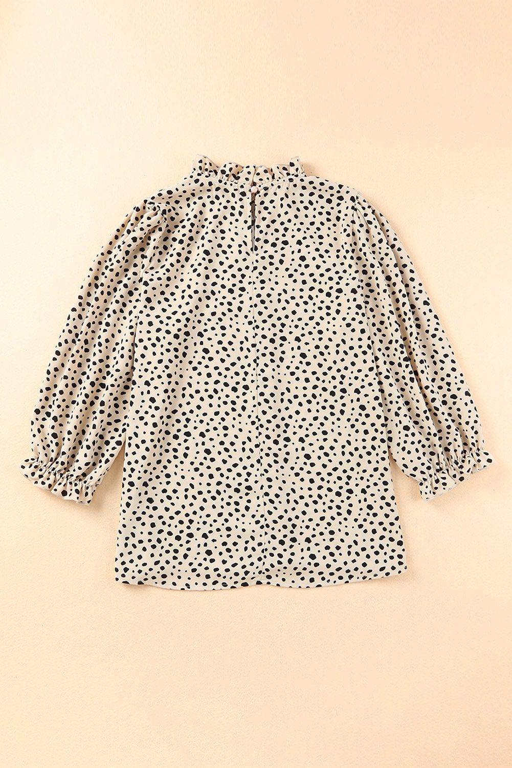 Women's Frill-Trimmed Neck 3/4 Sleeves Cheetah Blouse