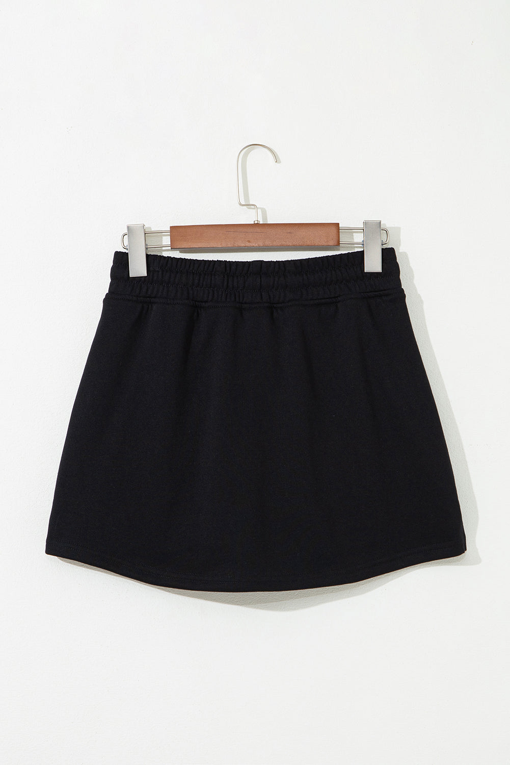 Terry Drawcord French Drawcord Elastic Waistband Mini Skort in Black
