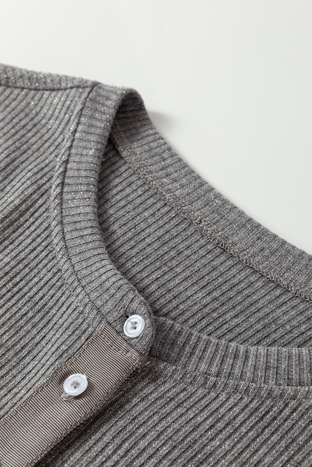 Knit Button Rib-Knit Button Down Slim Cardigan in Sleet