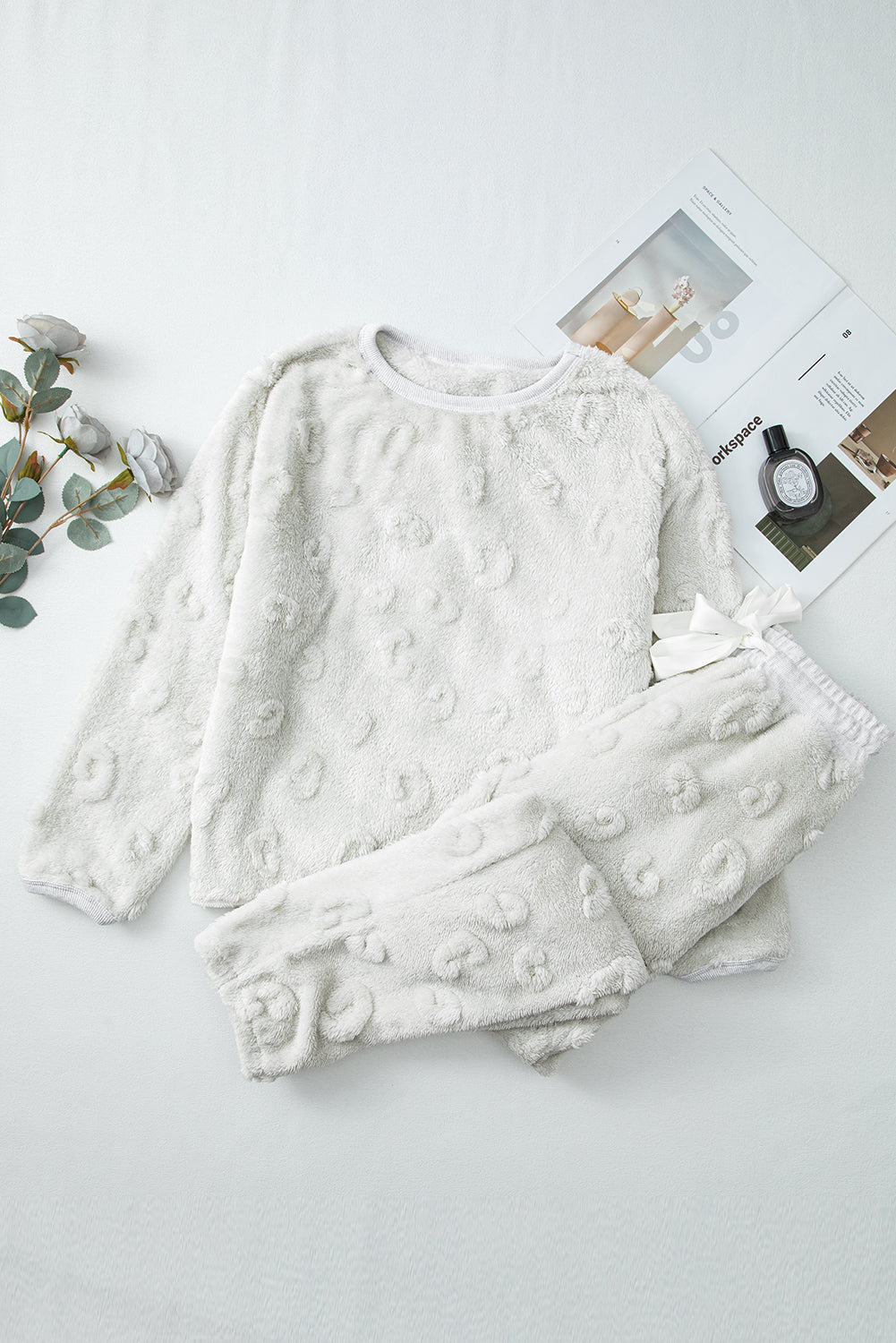 Textured Easy-Fit Leopard Easy-Fit Fit Fleece Lounge Set