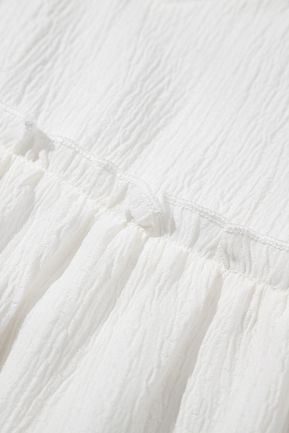 Textured V-Neck Ruffled Trim Flutter Flowy Top