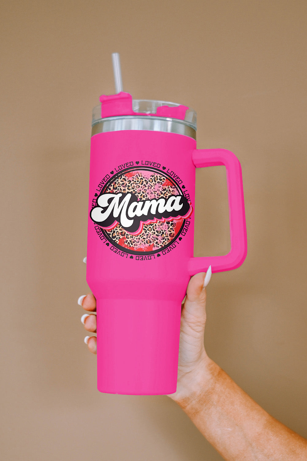 Stainless Mama Leopard-Print Steel Insulate Cup with Handle 40oz