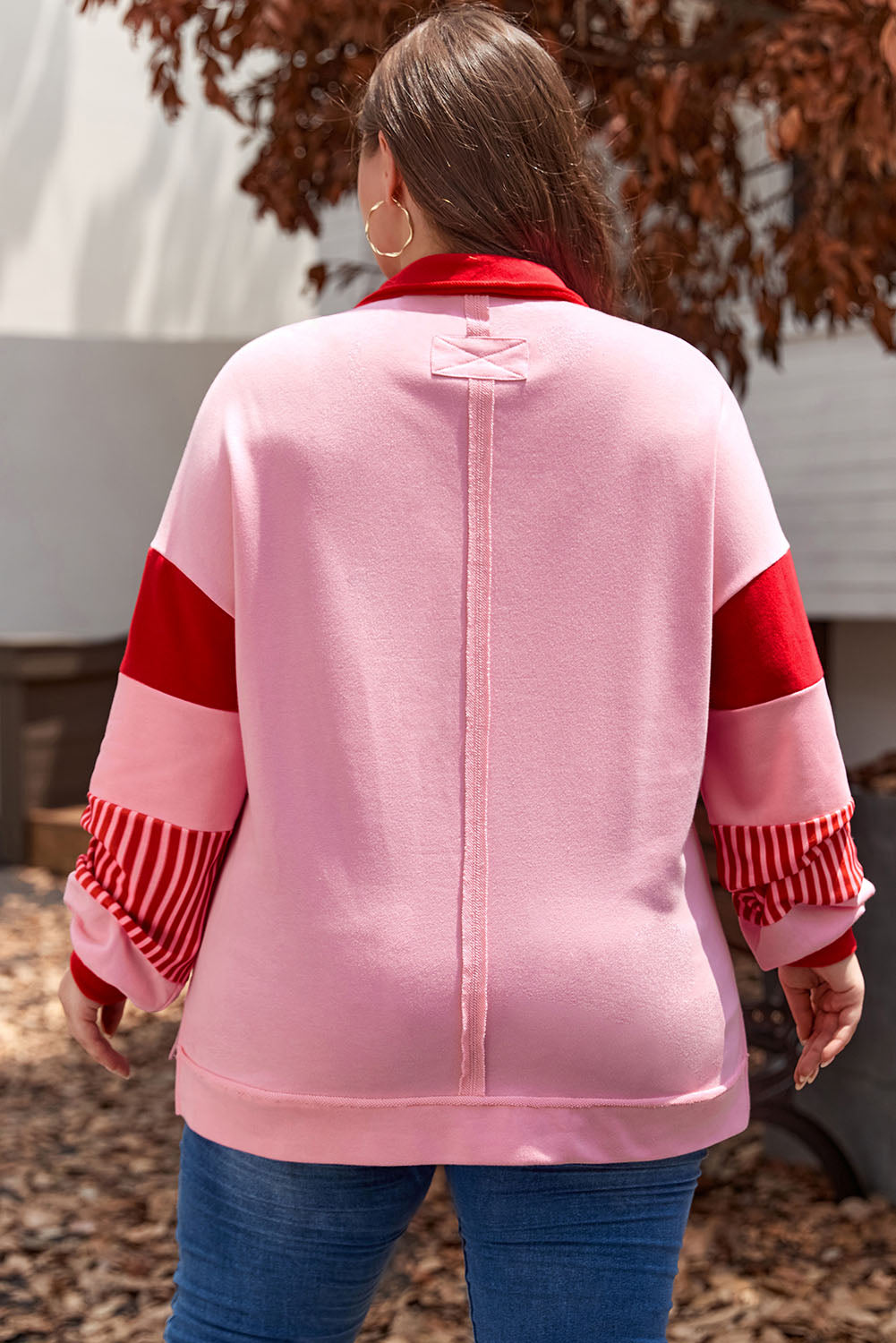 Women's Sweatshirt Featuring Size Side Split Collared Plus