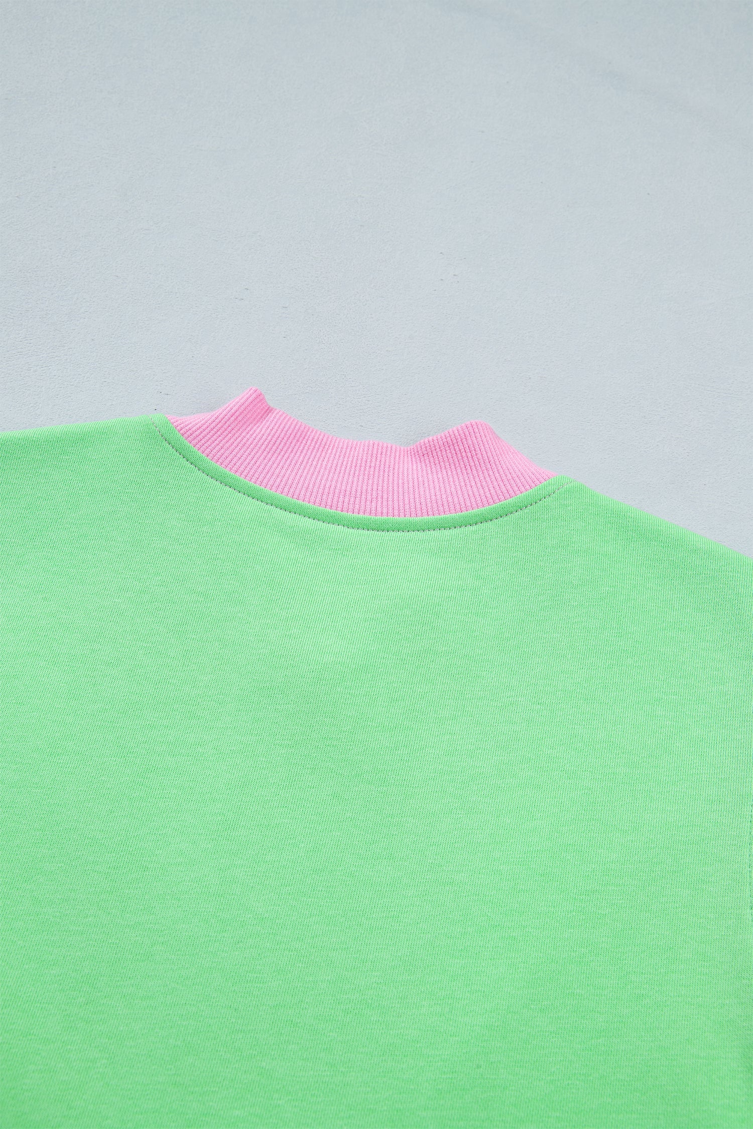 Colorblock Zip Accent Half Top Athleisure Shorts Set in Green