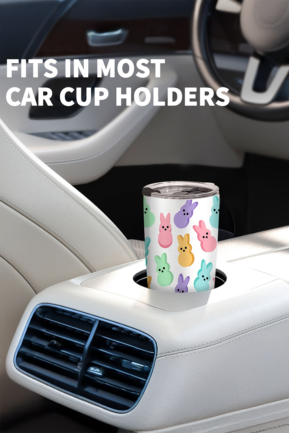 Cute Bunny Printed Stainless Steel Thermal Vacuum Cup 20oz