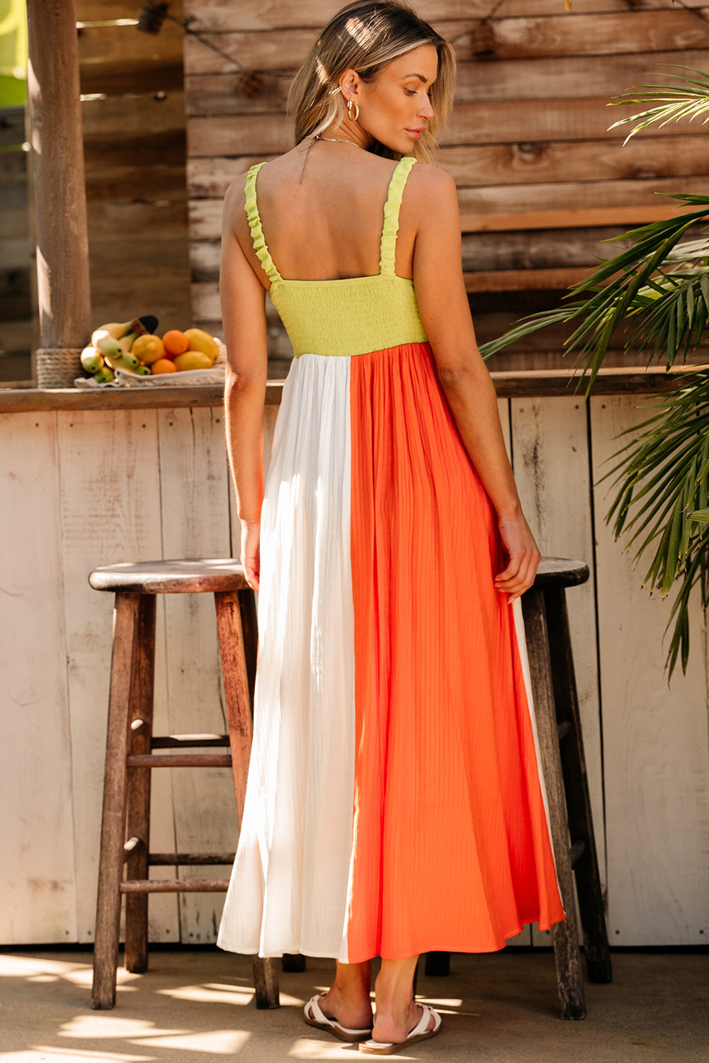 Women's Maxi Dress with Shirred High-Rise Fit and Flare