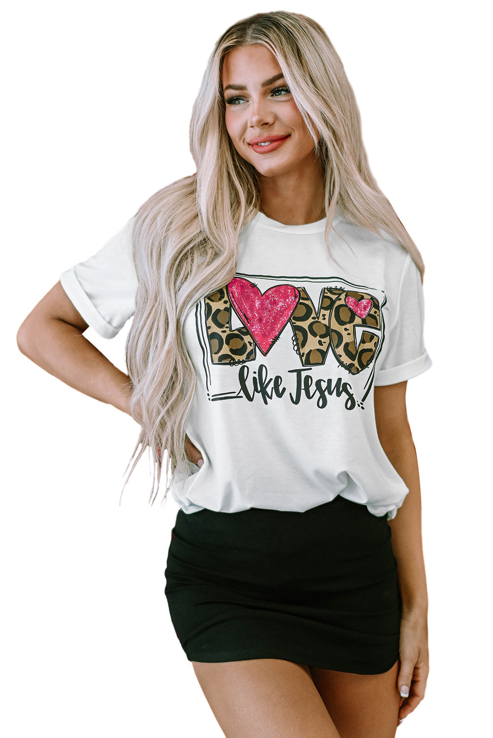 Women's Tee Featuring LOVE Like Jesus Graphic-Print Crew Neck