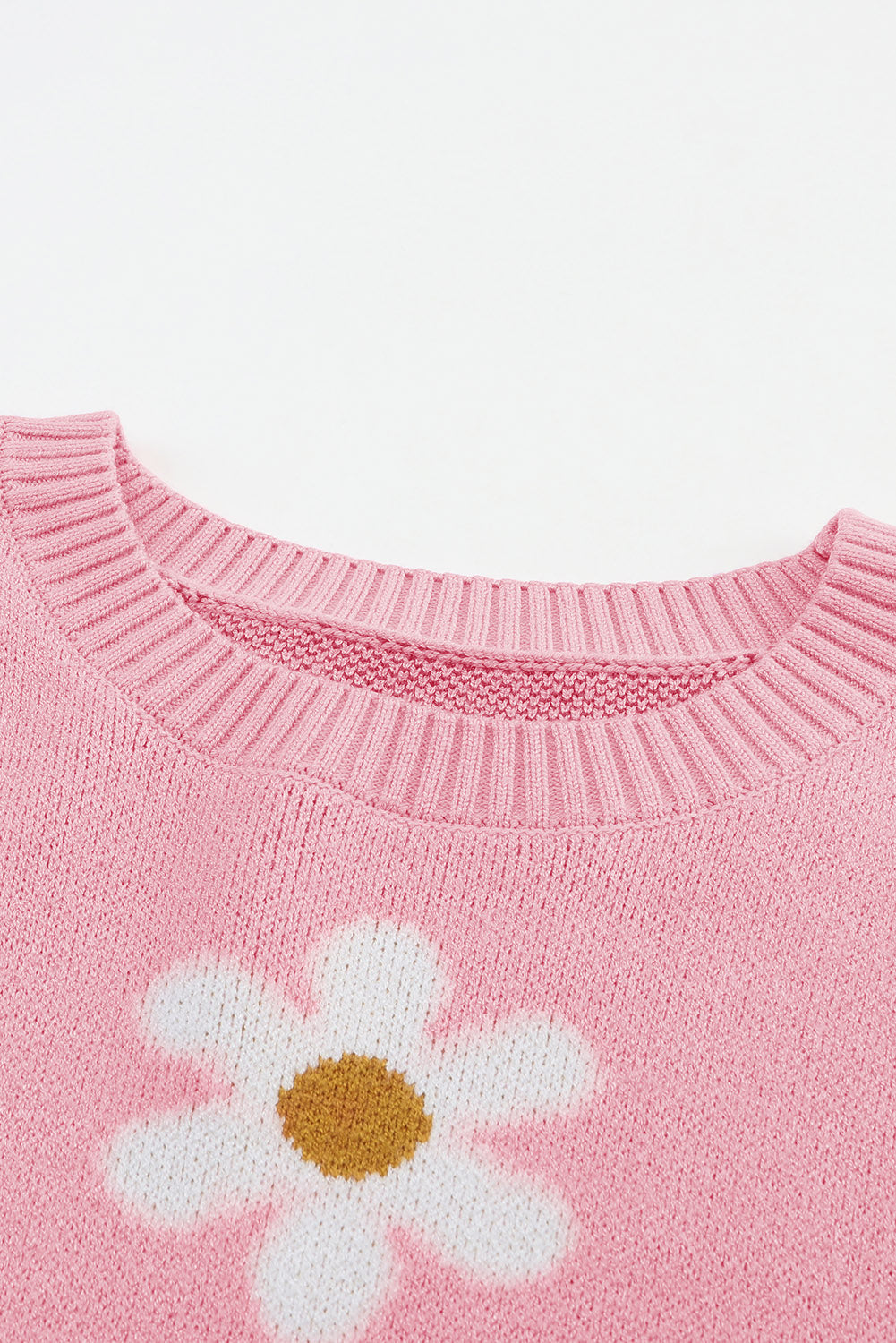 Sweater for Women Dropped-Shoulder Pink Floral-Print Pattern