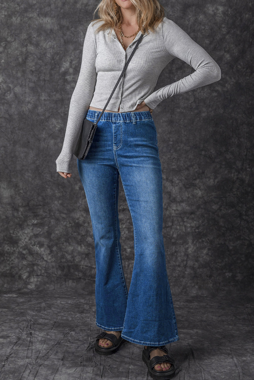 Women's Elastic High-Rise Flare Jeans