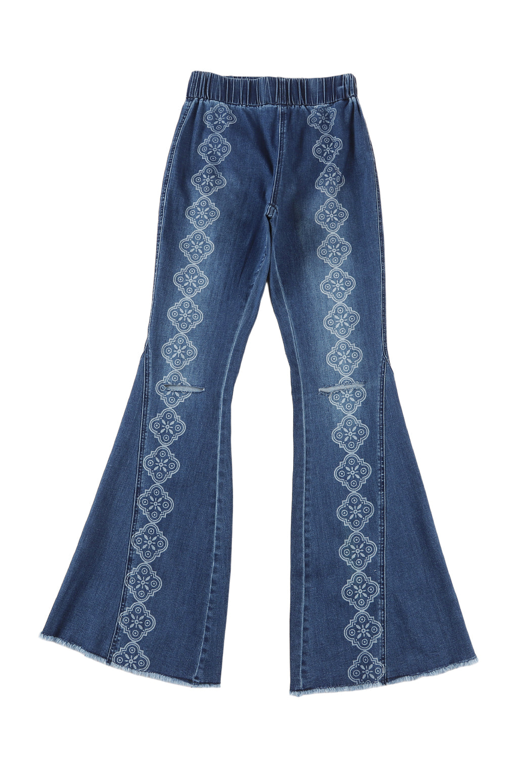 Women's Blue Raw-Edge Flared Jeans