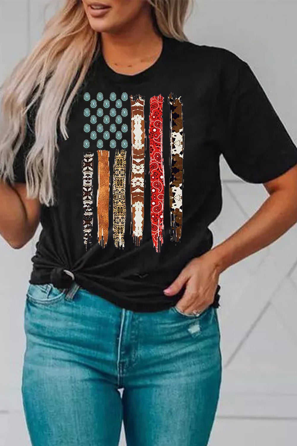 Women's Western American Flag Graphic-Print Tee
