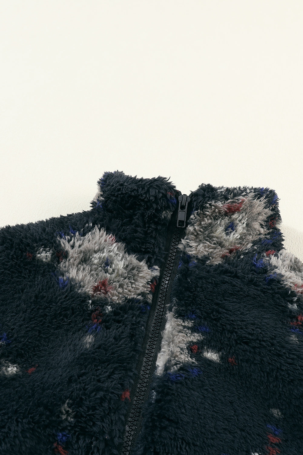 Women's Jacket Featuring Collared Sherpa Aztec Zipper