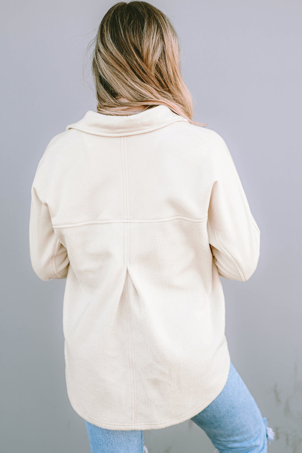 Shacket for Women Button-Front Raw-Edge