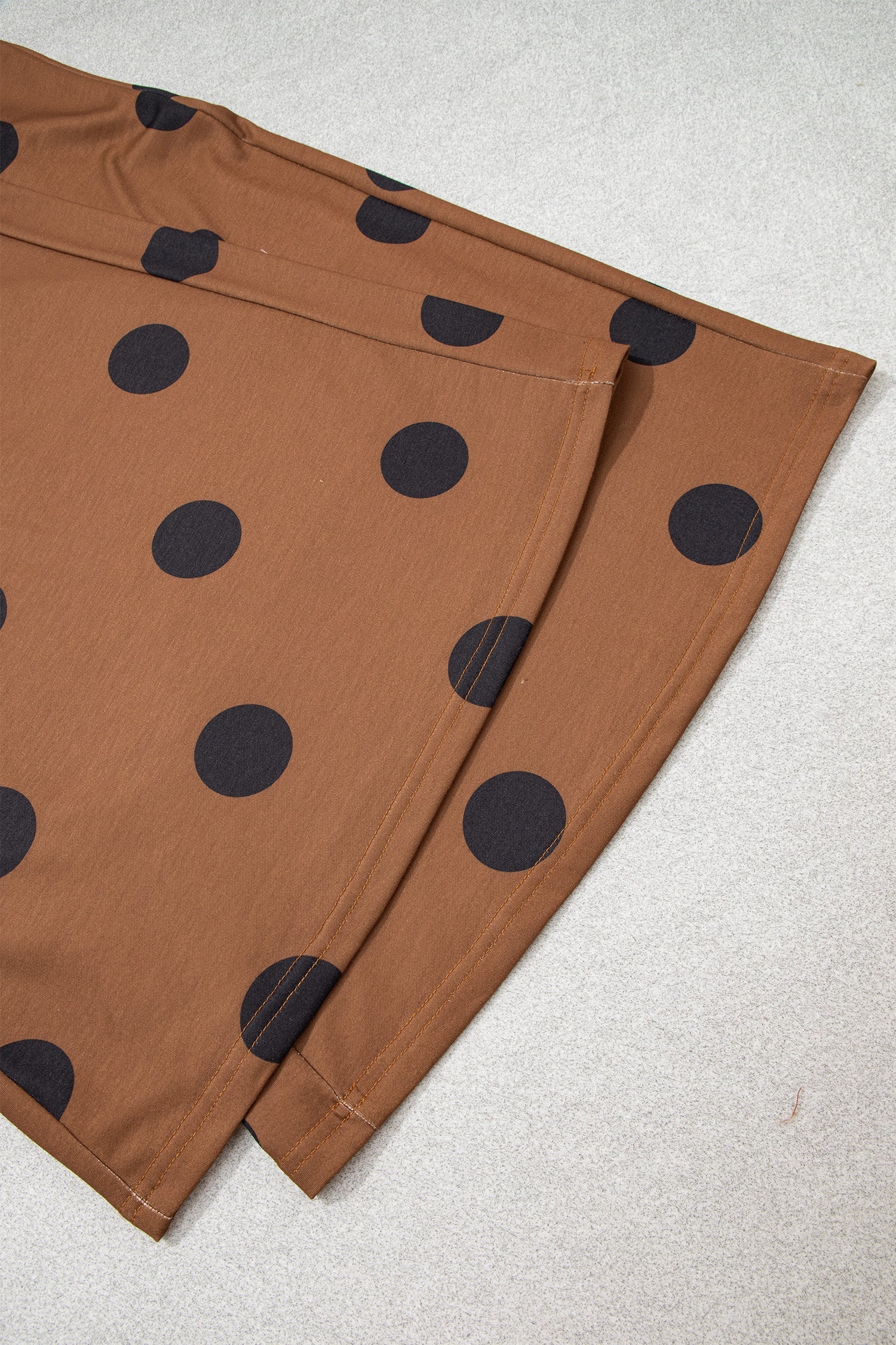 Elastic Polka-Dot Wide-Leg Waist Everyday Pants in Brown