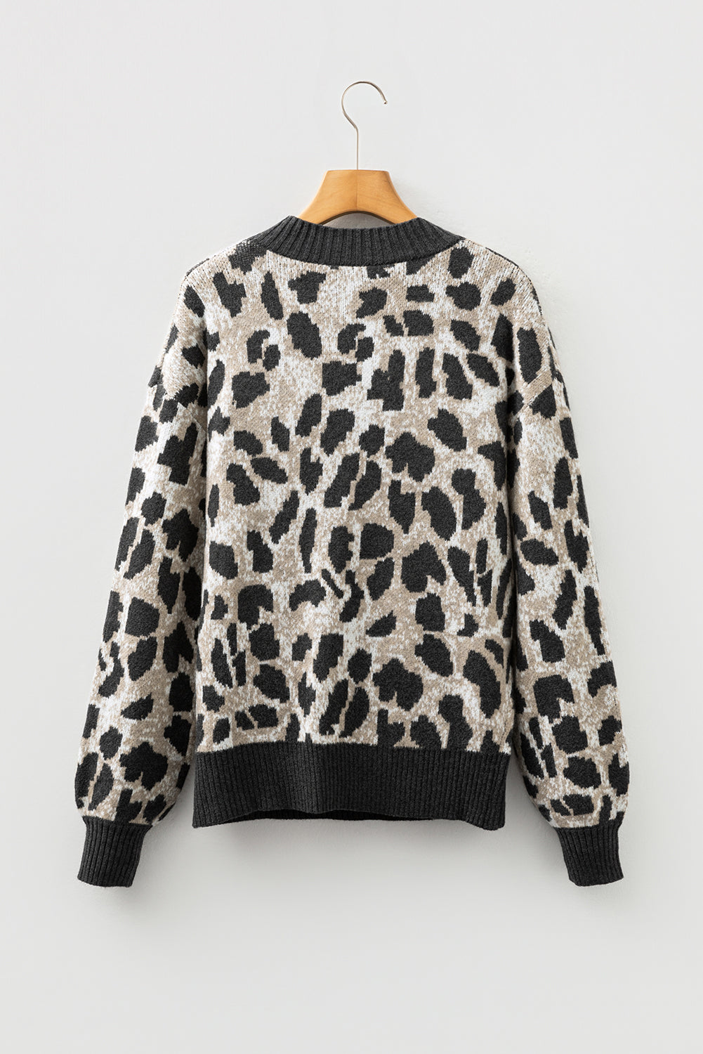 Leopard Drop-Shoulder Baggy Knit Top