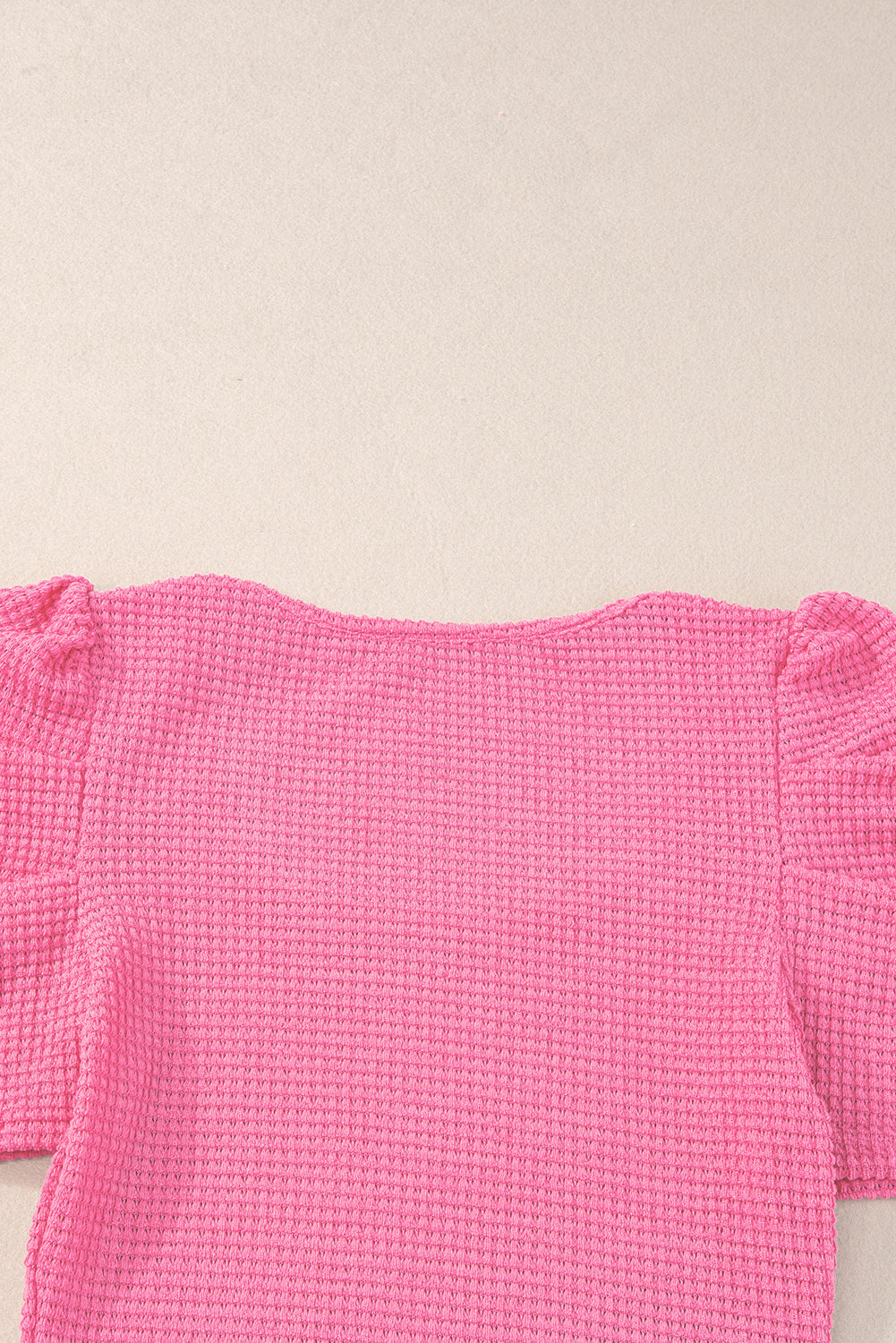 Women's Top Featuring Waffle Knitted Ruched Balloon Sleeve