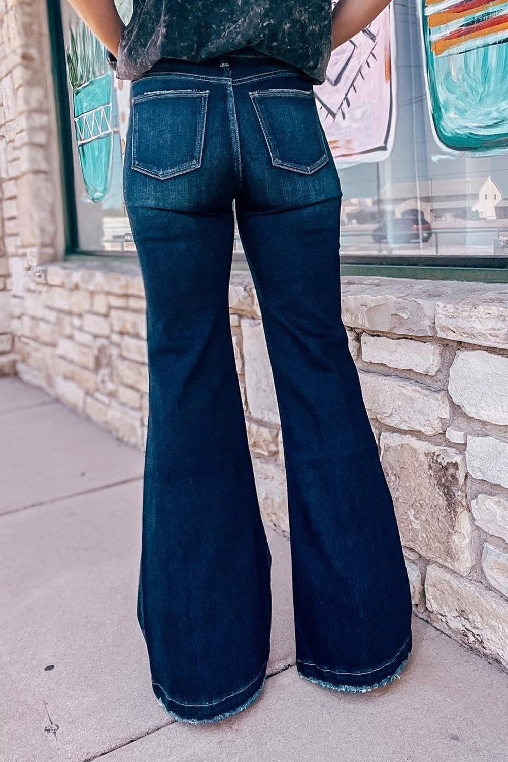 Jeans for Women Ripped Flared High Rise